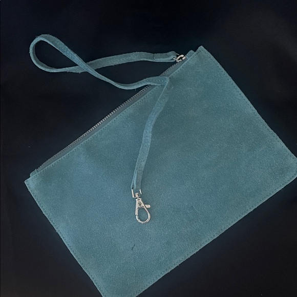 Haute Hippie Teal Suede Wristlet - Picture 1 of 2